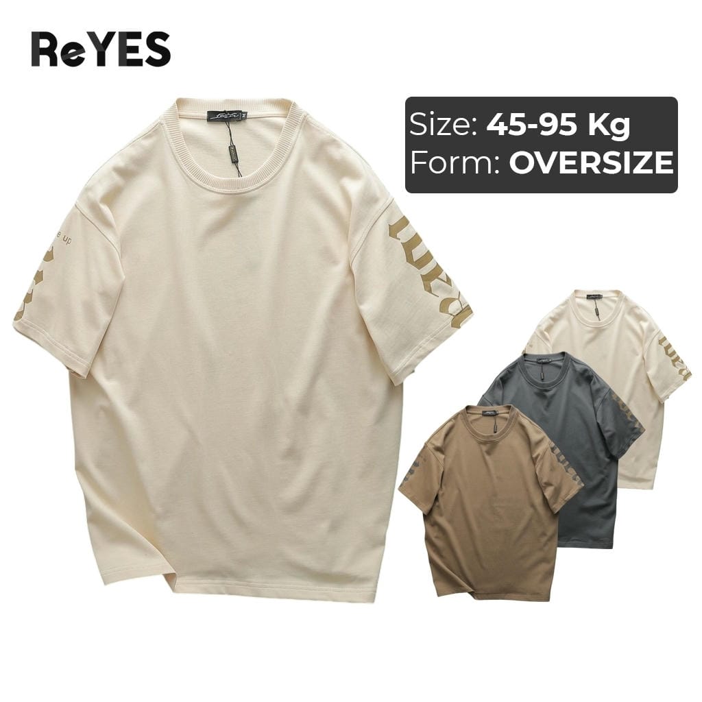 Áo thun unisex oversize Idea cotton 100% dệt gân, áo phông nam nữ in tay, 3 màu kem nâu xám ReYES ROT008