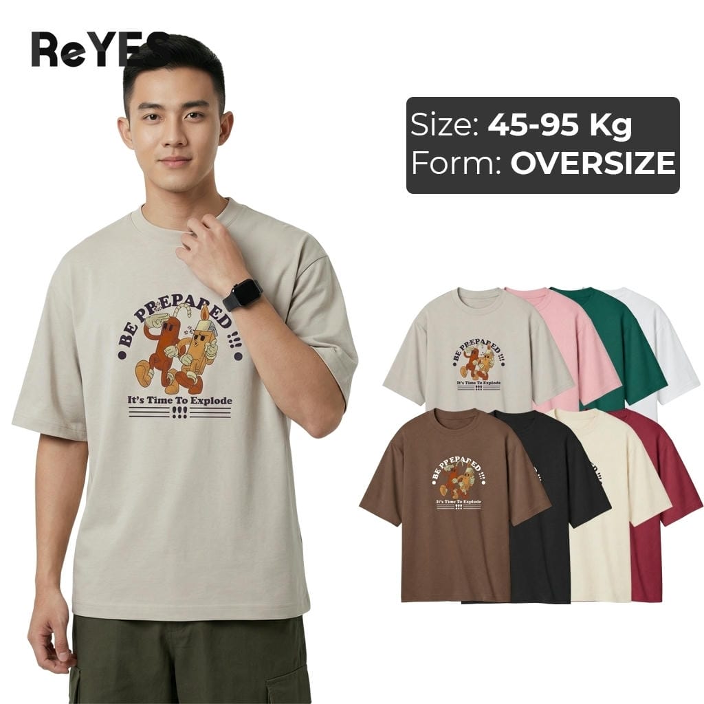 Áo thun unisex oversize in hình Be Prepared cotton 100% form rộng nam nữ đi chơi ReYES ROT016