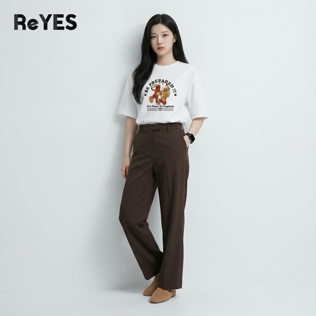 Alternative view of Áo thun unisex oversize in hình Be Prepared cotton 100% form rộng nam nữ đi chơi ReYES ROT016
