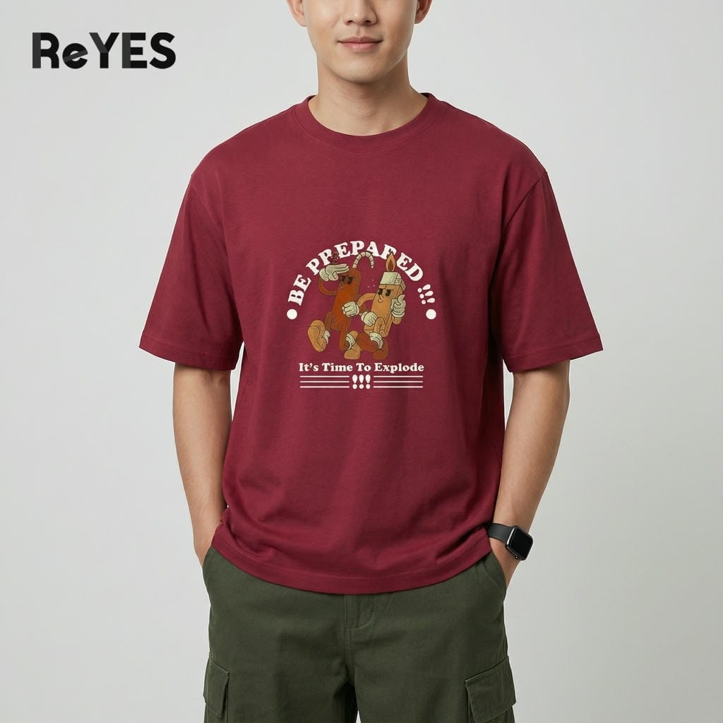 Áo thun unisex oversize in hình Be Prepared cotton 100% form rộng nam nữ đi chơi ReYES ROT016 - Ảnh 8