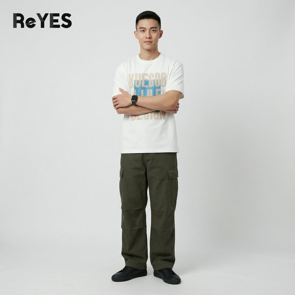 Áo thun unisex oversize Lihe cotton 100% thấm hút mồ hôi, in chữ streetwear đi học đi chơi ReYES ROT010 - Ảnh 3