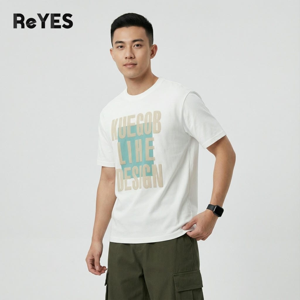 Áo thun unisex oversize Lihe cotton 100% thấm hút mồ hôi, in chữ streetwear đi học đi chơi ReYES ROT010 - Ảnh 4