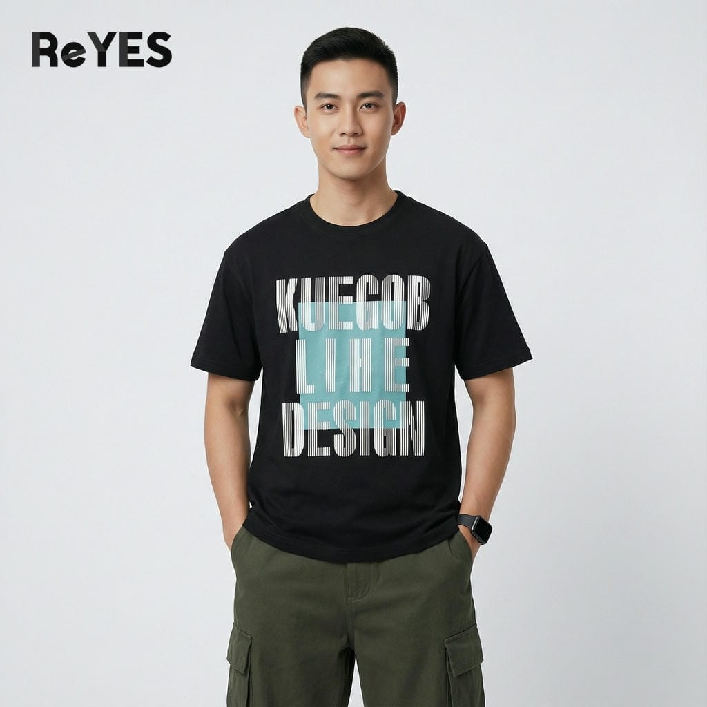 Áo thun unisex oversize Lihe cotton 100% thấm hút mồ hôi, in chữ streetwear đi học đi chơi ReYES ROT010 - Ảnh 6