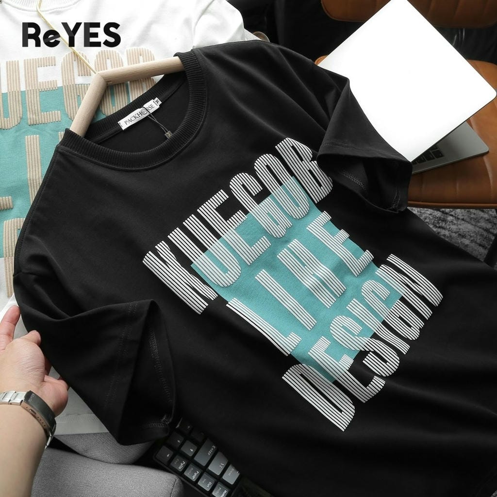Áo thun unisex oversize Lihe cotton 100% thấm hút mồ hôi, in chữ streetwear đi học đi chơi ReYES ROT010 - Ảnh 8