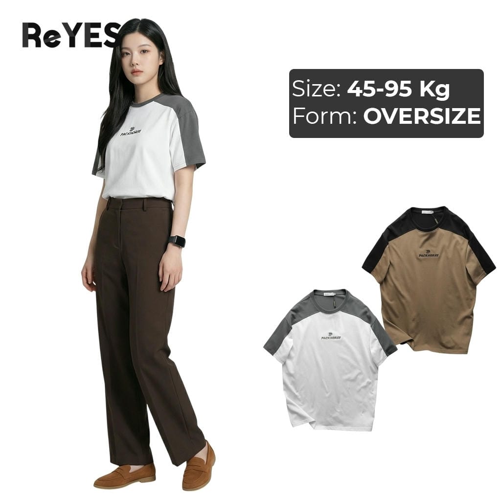 Áo thun unisex oversize nam nữ tay lỡ, cotton 100% phối màu vai, mặc đi học đi chơi ReYES ROT009