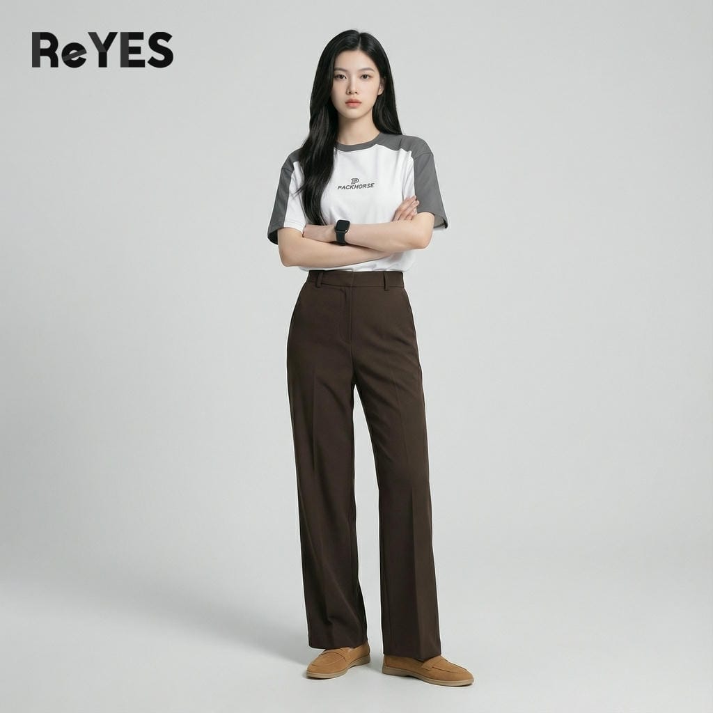 Áo thun unisex oversize nam nữ tay lỡ, cotton 100% phối màu vai, mặc đi học đi chơi ReYES ROT009 - Ảnh 3