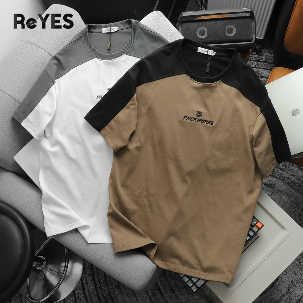Áo thun unisex oversize nam nữ tay lỡ, cotton 100% phối màu vai, mặc đi học đi chơi ReYES ROT009 - Ảnh 7