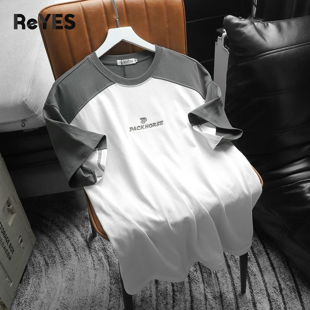Áo thun unisex oversize nam nữ tay lỡ, cotton 100% phối màu vai, mặc đi học đi chơi ReYES ROT009 - Ảnh 8