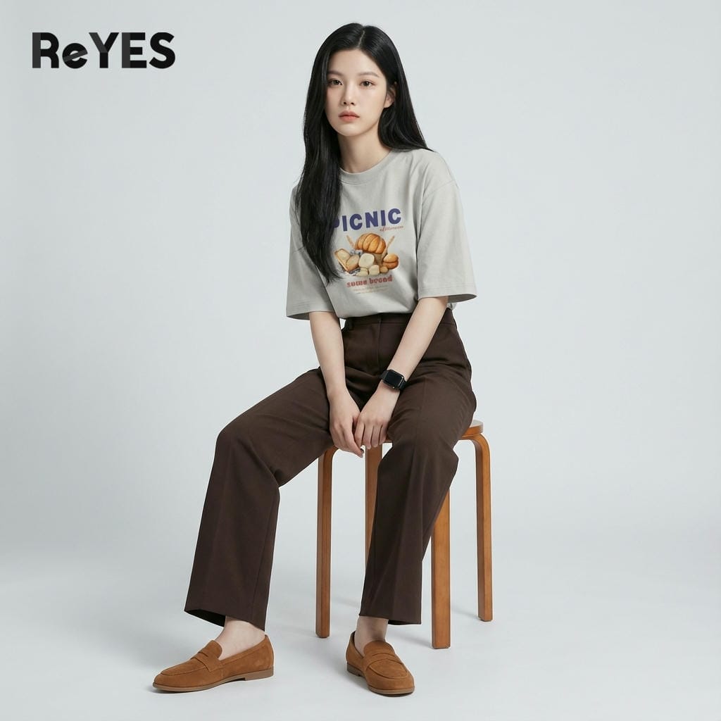 Áo thun unisex oversize PICNIC cho nữ, cotton 100% form rộng dễ thương đi chơi đi học ReYES ROT006 - Ảnh 5