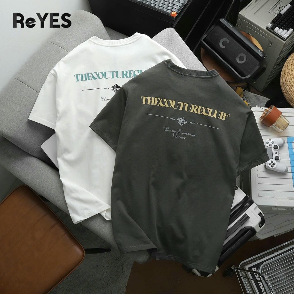 Áo thun unisex oversize ReYES ROT003 cotton 100% form rộng in chữ trước sau đi học đi chơi, màu trắng, xám - Ảnh 7