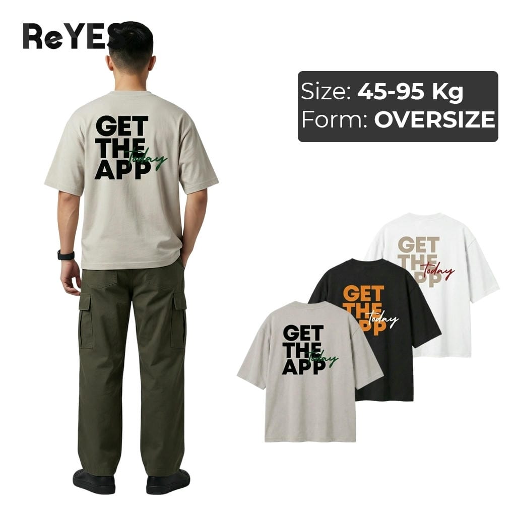 Áo thun unisex oversize ReYES ROT004 cotton 100% form rộng, trơn trước in chữ sau lưng, 3 màu