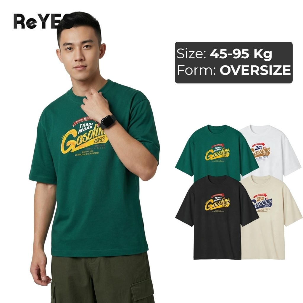 Áo thun unisex oversize ReYES ROT005 cotton 100% form rộng tay lỡ đi học đi chơi nam nữ