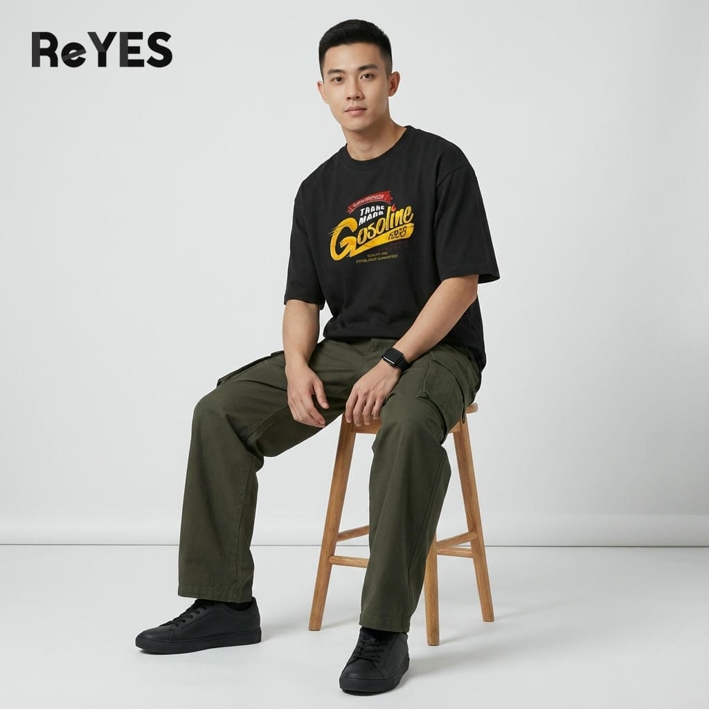 Áo thun unisex oversize ReYES ROT005 cotton 100% form rộng tay lỡ đi học đi chơi nam nữ - Ảnh 3