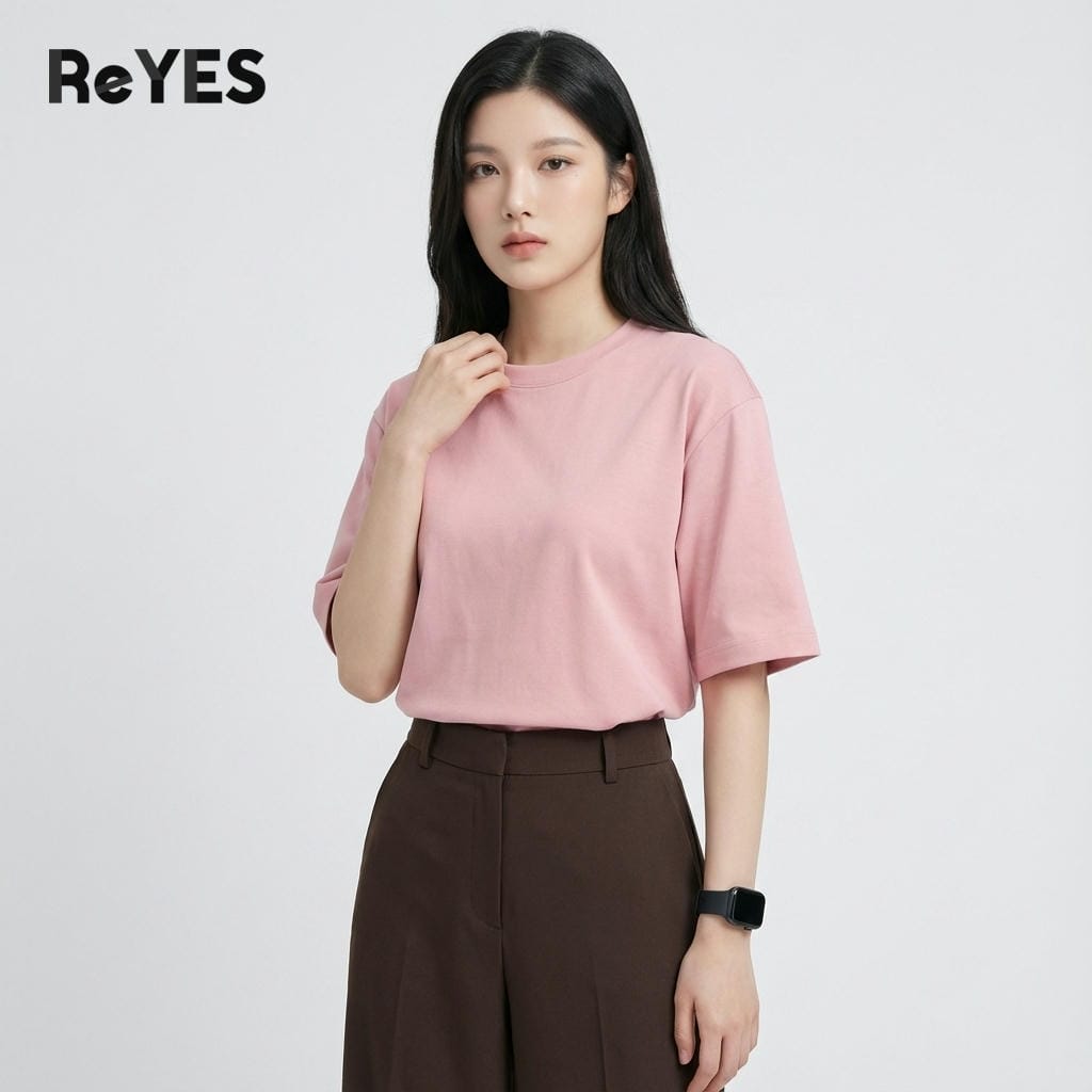 Áo thun unisex oversize trơn cotton 100% co giãn 4 chiều, áo phông nam nữ form rộng nhiều màu ReYES ROT002 - Ảnh 6