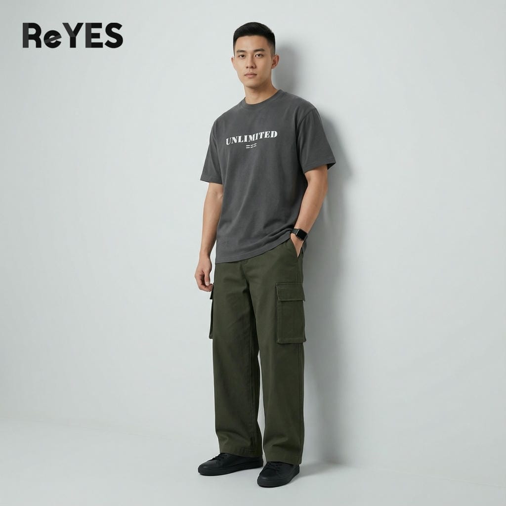 Alternative view of Áo thun unisex oversize unlimited cotton 100% in chữ trước sau, đi học đi chơi ReYES ROT011