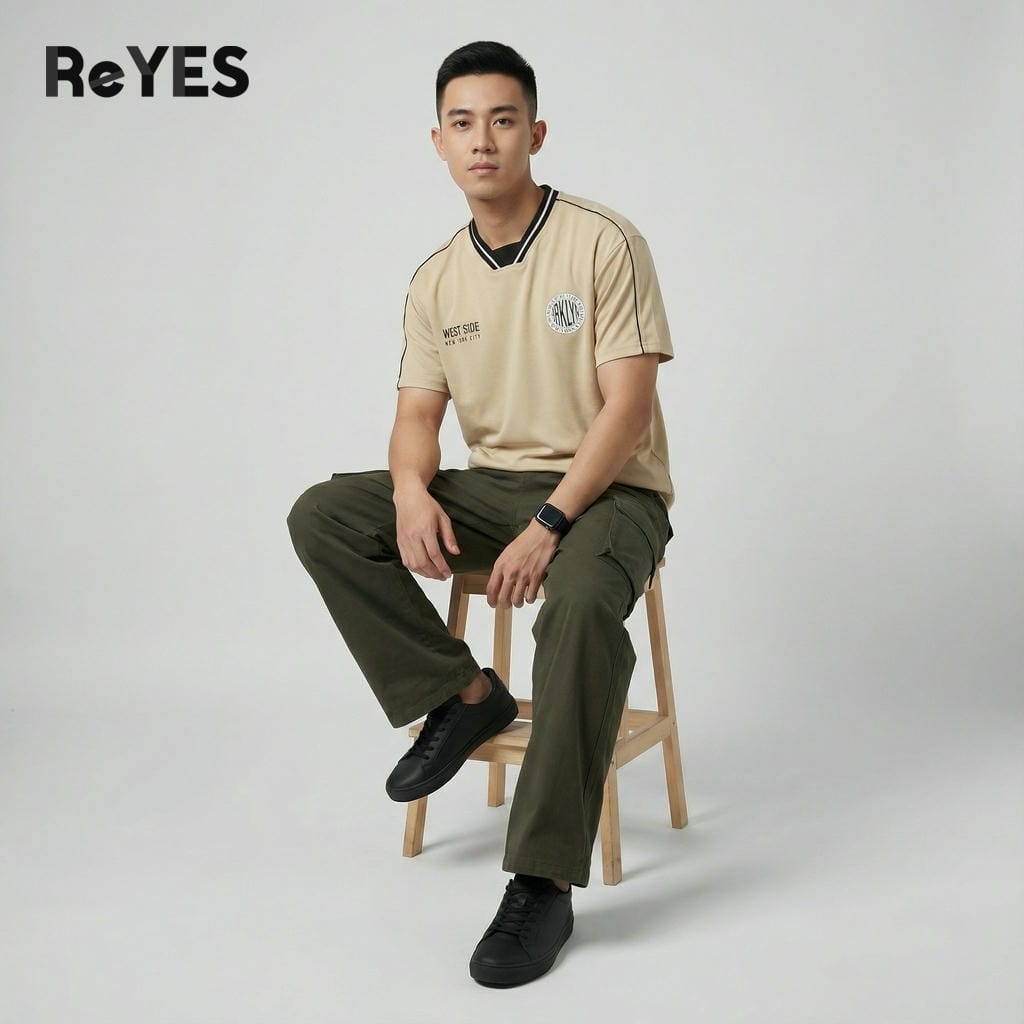 Áo thun unisex West Side cổ tim phối viền, form rộng oversize, cotton CPAU mát, áo thun nam nữ ReYES RUS001 - Ảnh 3