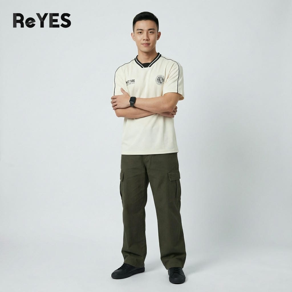 Áo thun unisex West Side cổ tim phối viền, form rộng oversize, cotton CPAU mát, áo thun nam nữ ReYES RUS001 - Ảnh 5