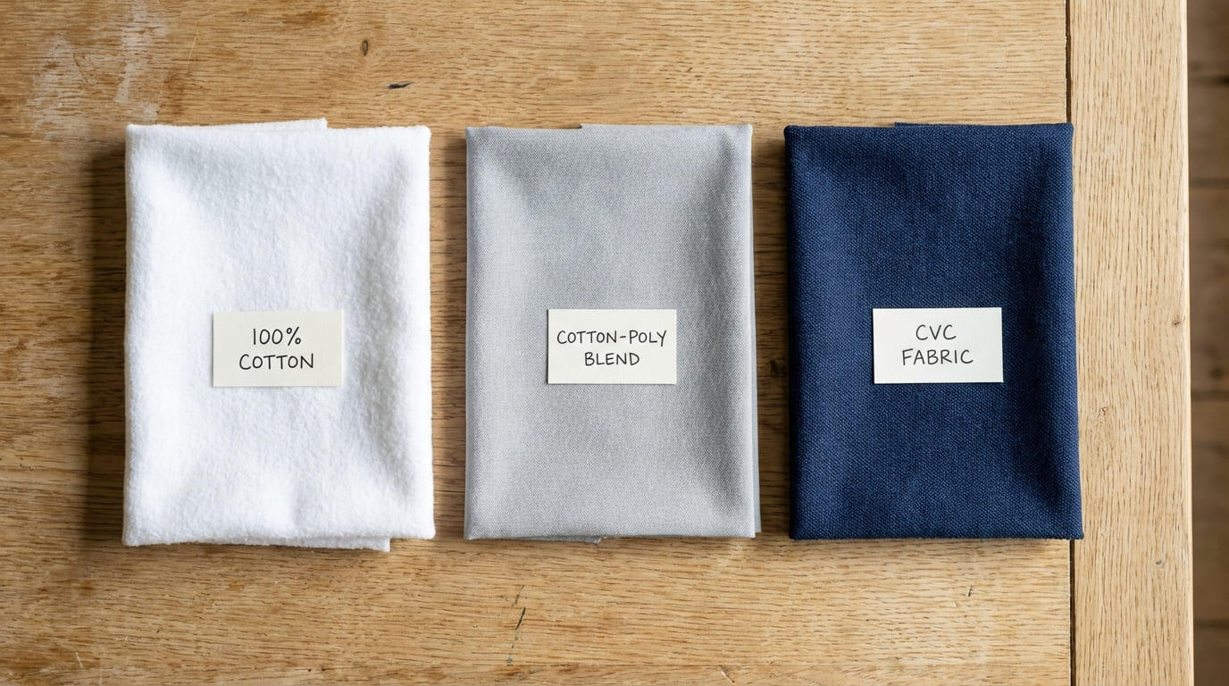 Các loại chất liệu áo thun nam trung niên - cotton, cotton pha polyester, vải CVC