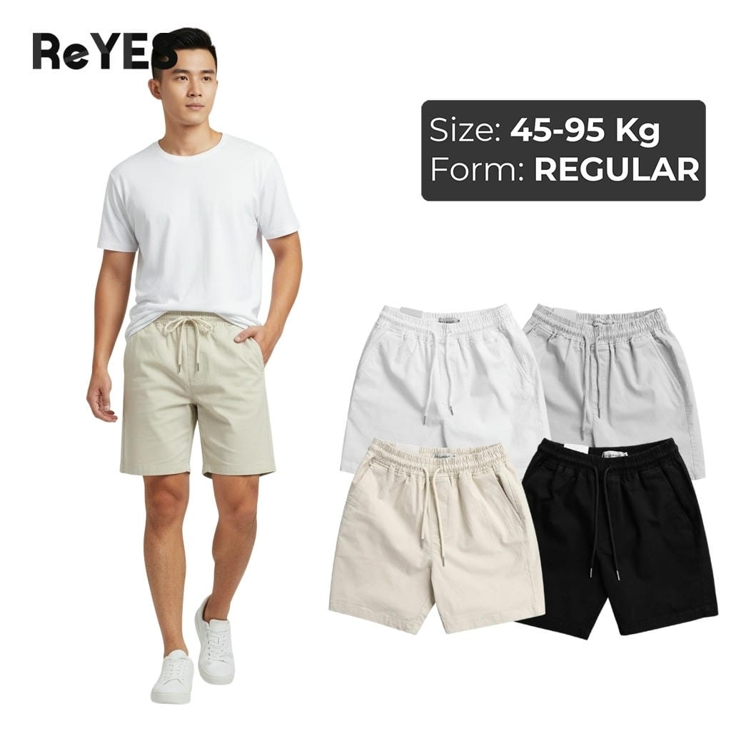 Quần đùi nam ReYES RPS001 chất kaki mềm mịn đứng form, quần thun nam ngắn đi chơi thể thao, dây rút kim loại lịch sự