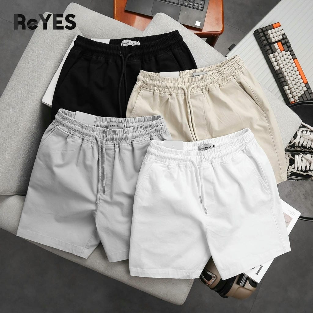Alternative view of Quần đùi nam ReYES RPS001 chất kaki mềm mịn đứng form, quần thun nam ngắn đi chơi thể thao, dây rút kim loại lịch sự