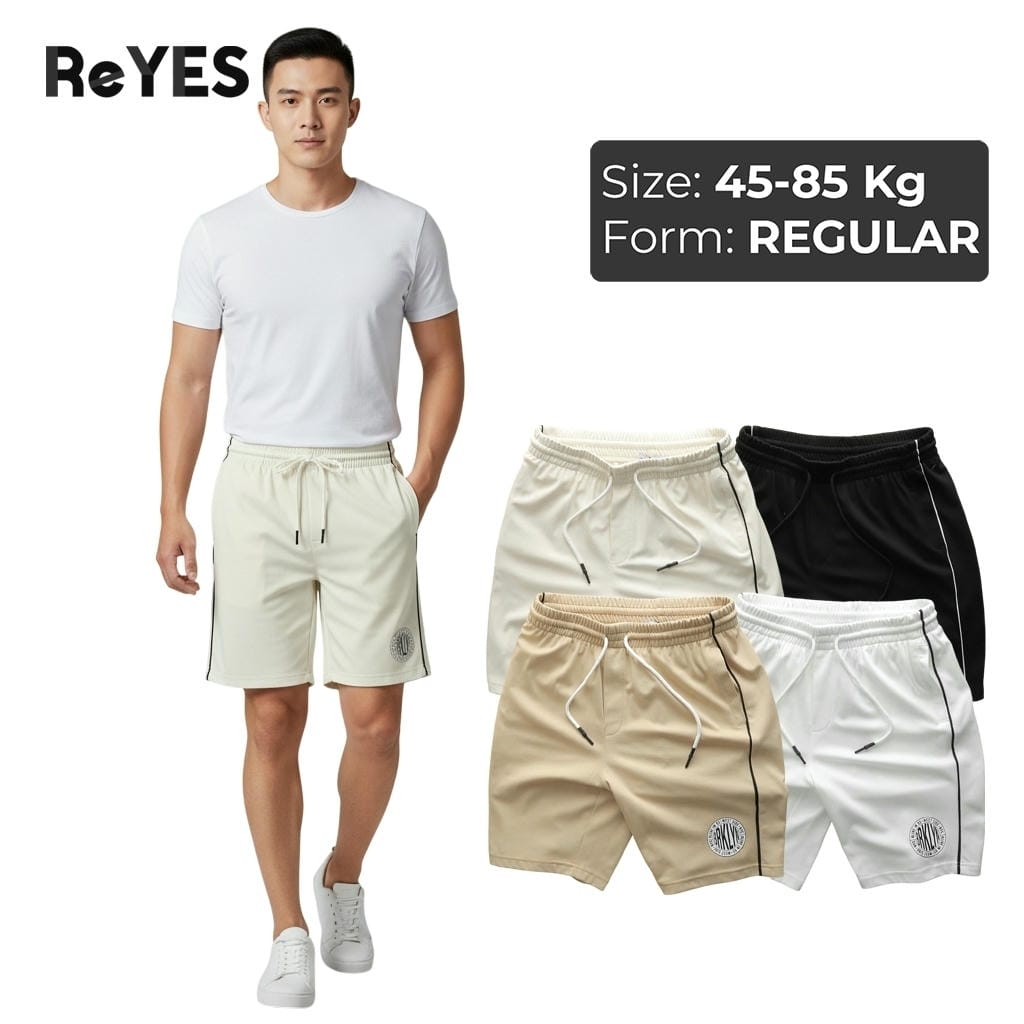 Quần đùi nam ReYES RPS003 lưng thun có dây rút, quần short thể thao nam vải cotton co giãn, túi khóa kéo sau