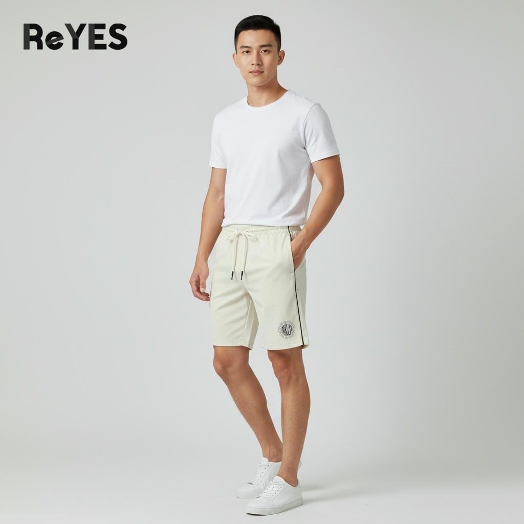 Quần đùi nam ReYES RPS003 lưng thun có dây rút, quần short thể thao nam vải cotton co giãn, túi khóa kéo sau - Ảnh 3