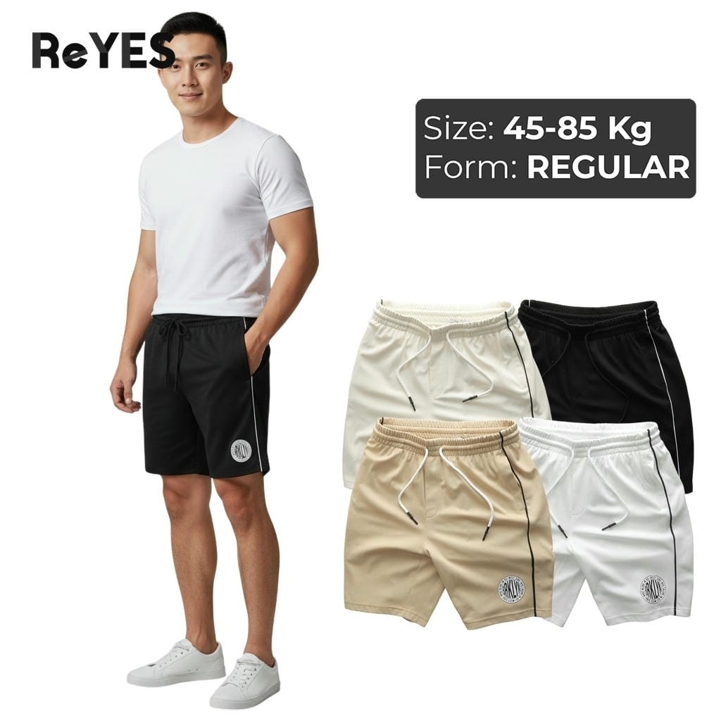 Quần đùi nam ReYES RPS003 thể thao túi khóa kéo, quần thun nam ngắn vải Cotton CPAU co giãn tập gym mặc nhà