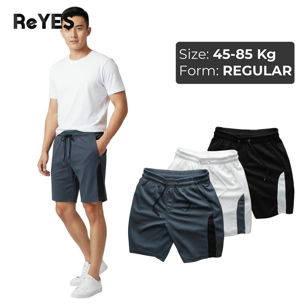 Quần đùi nam ReYES RPS007 vải cotton tổ ong co giãn - Quần thun nam ngắn thể thao tập gym mặc nhà thoáng mát