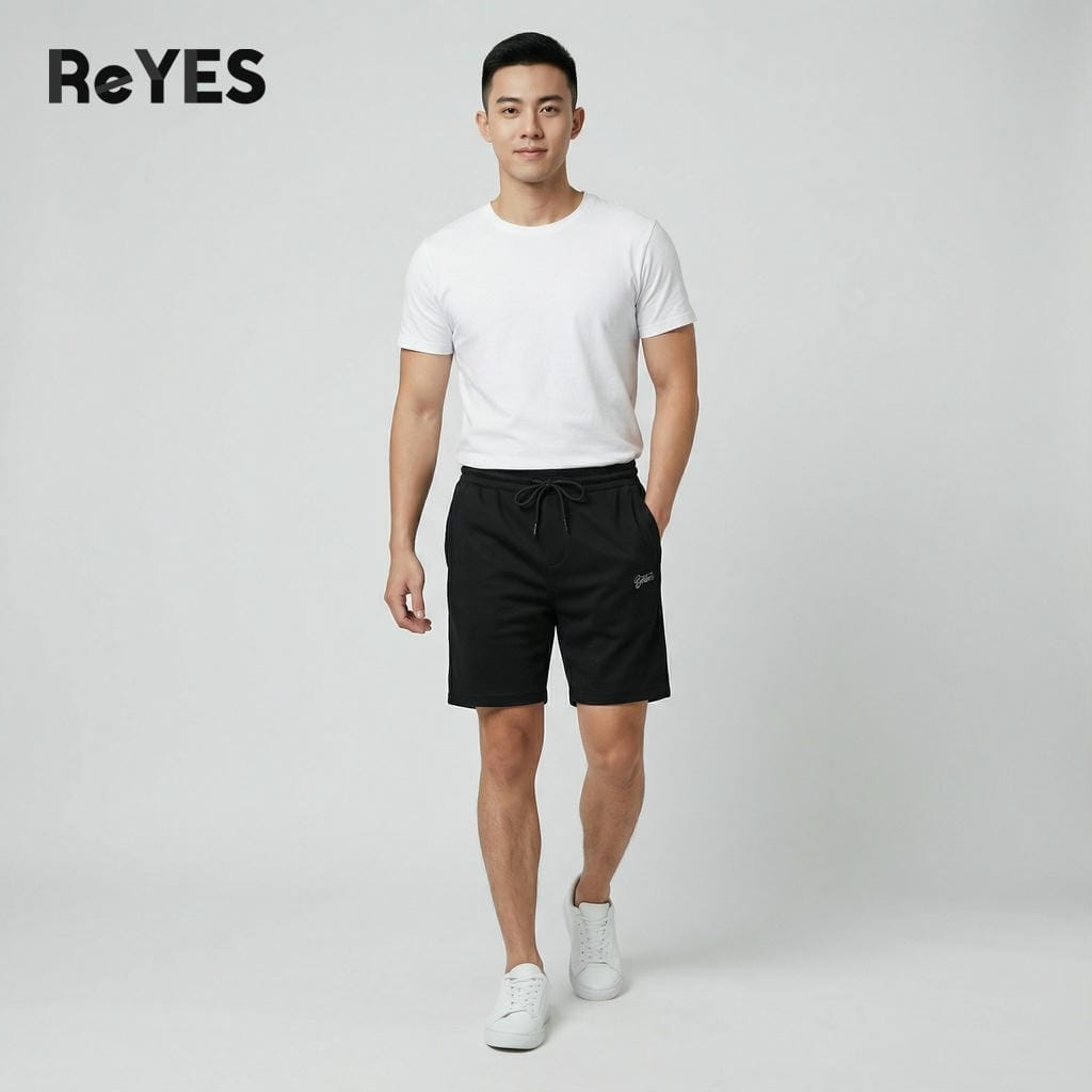 Quần đùi nam thể thao basic ReYES RPS006 vải thun Pique co giãn - Quần short nam mặc nhà tập gym thoáng mát - Ảnh 3
