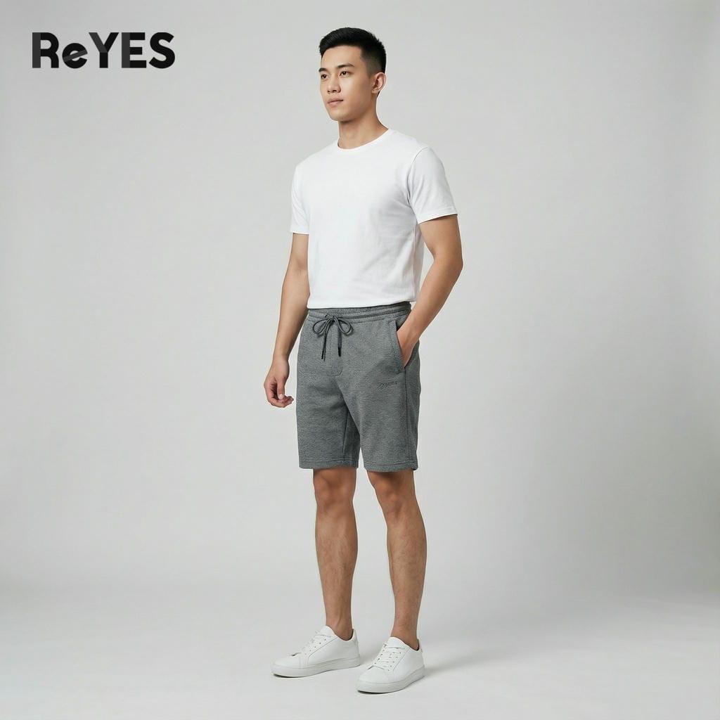Quần đùi nam thể thao basic ReYES RPS006 vải thun Pique co giãn - Quần short nam mặc nhà tập gym thoáng mát - Ảnh 4