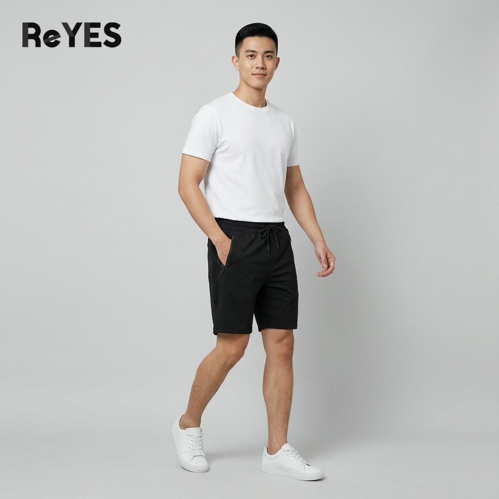 Alternative view of Quần đùi nam thể thao có túi khóa kéo, chất thun Cotton CPAU dày dặn, co giãn mặc nhà thoải mái ReYES RPS016