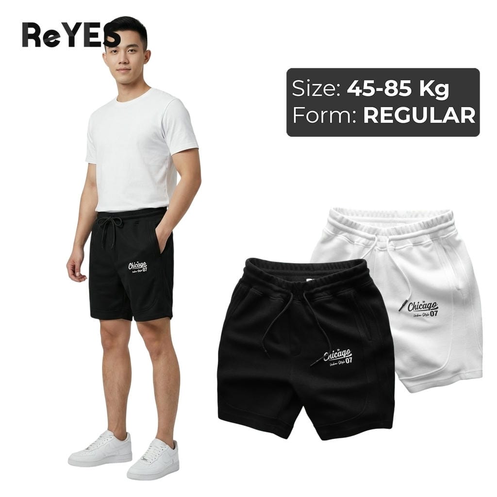 Quần đùi nam thể thao ReYES RPS011 vải thun Pique mát, túi khóa kéo tập gym chạy bộ