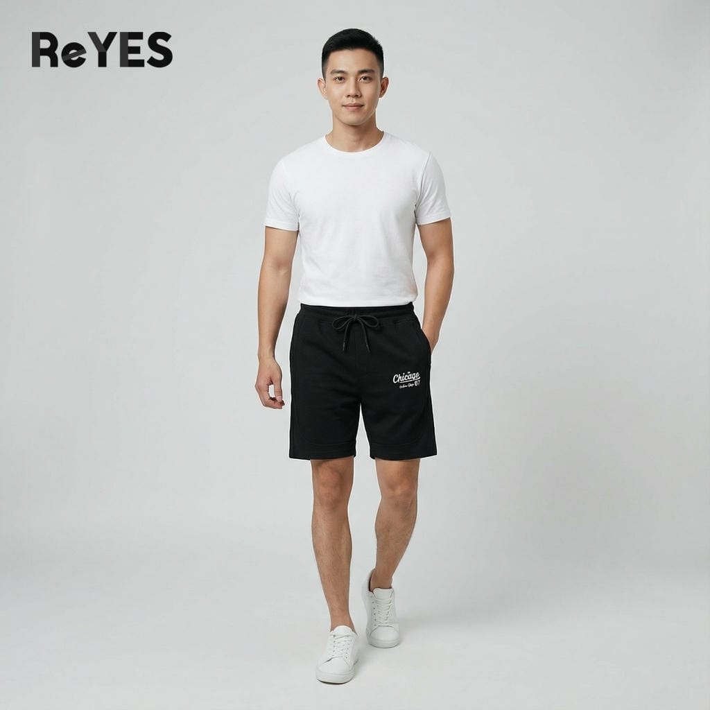 Quần đùi nam thể thao ReYES RPS011 vải thun Pique mát, túi khóa kéo tập gym chạy bộ - Ảnh 3