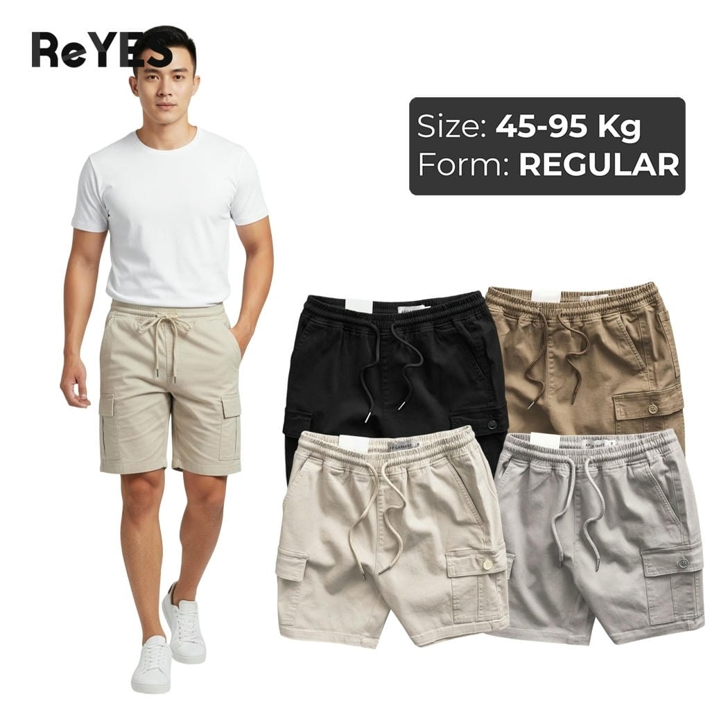 Quần đùi nam túi hộp ReYES RPS009, quần short nam kaki lưng thun co giãn thấm hút mồ hôi, form rộng thoải mái