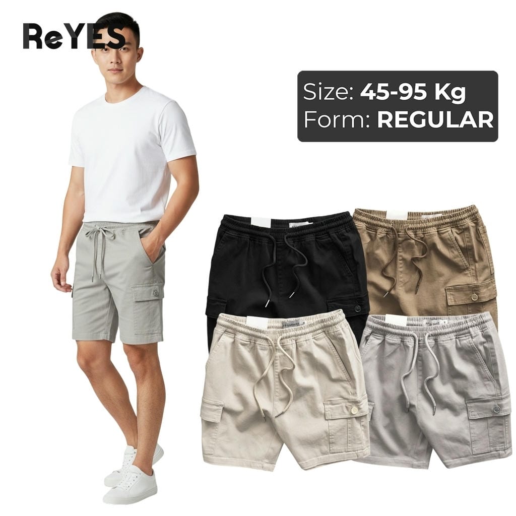 Quần short nam kaki túi hộp lưng thun co giãn mặc nhà đi chơi du lịch big size 95kg ReYES RPS009