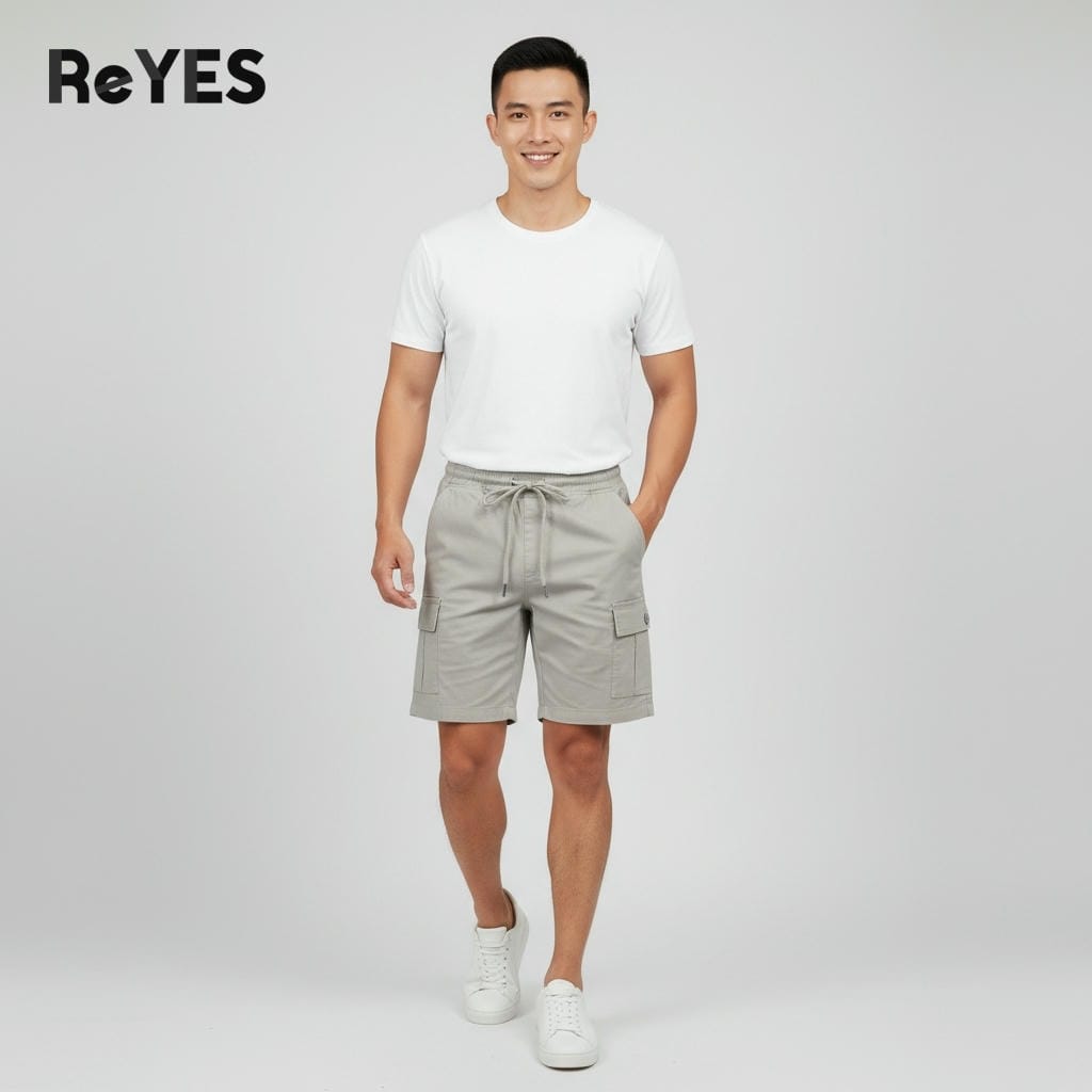 Alternative view of Quần short nam kaki túi hộp lưng thun co giãn mặc nhà đi chơi du lịch big size 95kg ReYES RPS009
