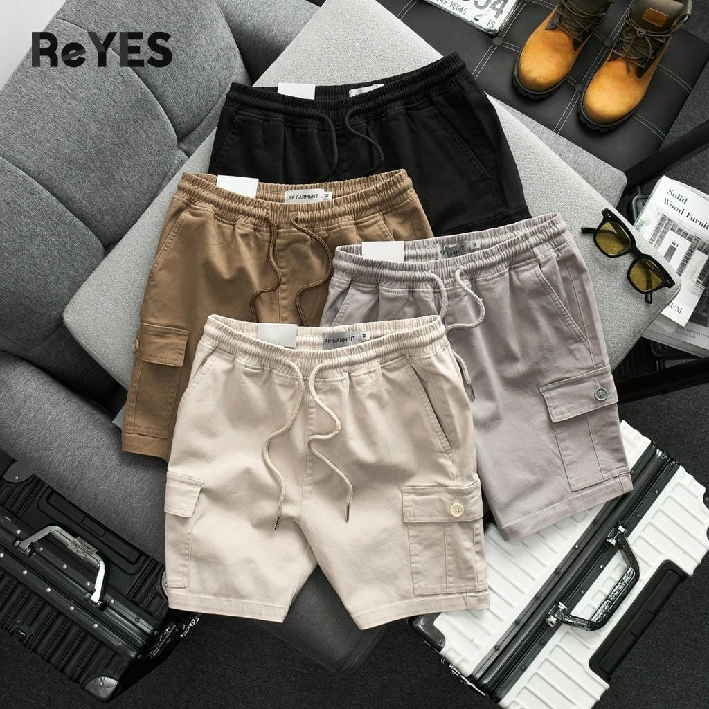 Quần short nam kaki túi hộp lưng thun co giãn mặc nhà đi chơi du lịch big size 95kg ReYES RPS009 - Ảnh 4