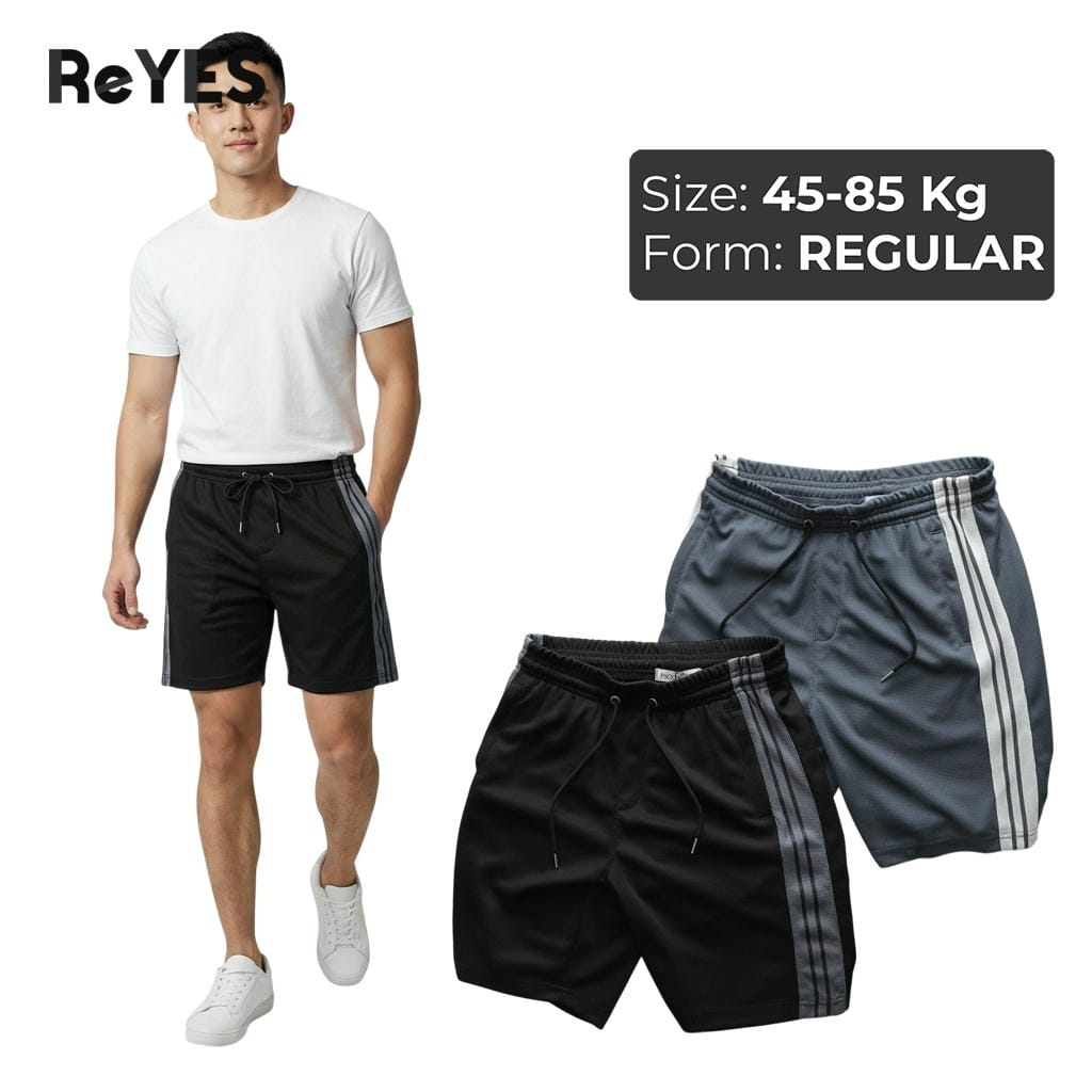 Quần short nam kẻ sọc thể thao ReYES RPS013, quần thun nam ngắn vải cotton thoáng mát thấm hút mồ hôi đi chơi, chạy bộ