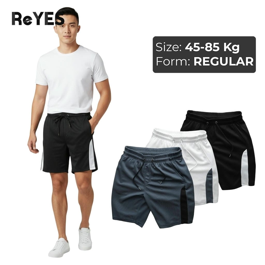 Quần short nam lưng thun ReYES RPS007 chất cotton tổ ong thoáng mát, quần thun nam ngắn mặc nhà đi chơi tập gym