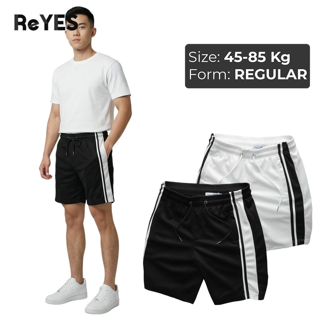 Quần short nam mặc nhà phối sọc Pack RL - Quần thun nam lưng chun dây rút co giãn vải tổ ong