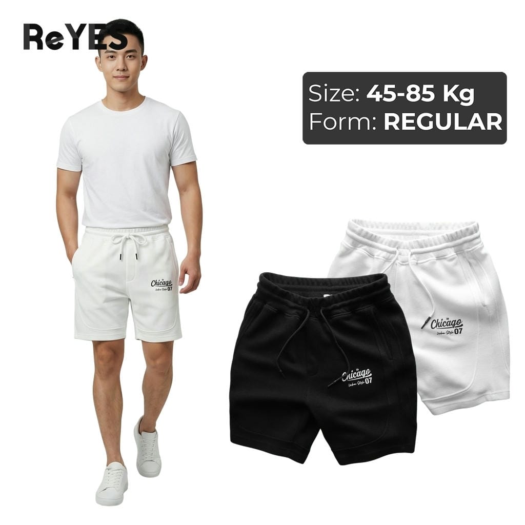 Quần short nam ReYES RPS011 thun Pique co giãn, quần đùi nam thể thao có túi khóa kéo tiện lợi, mặc nhà thoáng mát