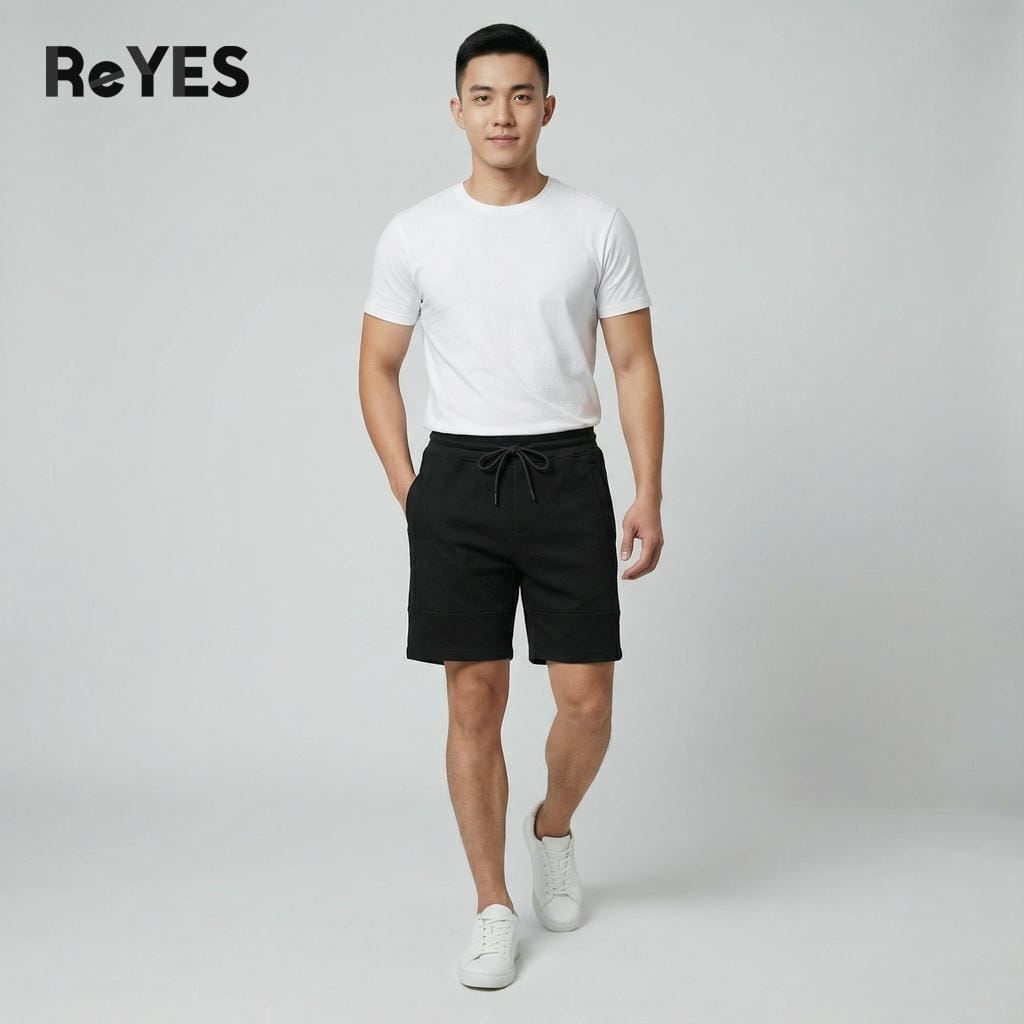 Quần short nam thể thao trơn basic ReYES RPS005, quần đùi nam thun Pique co giãn, thoáng mát mặc nhà, tập gym - Ảnh 3