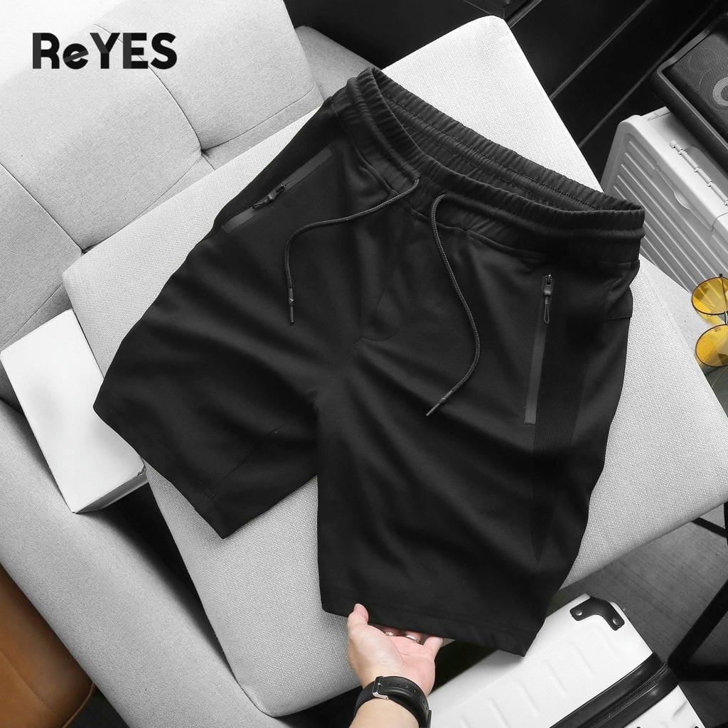 Quần short nam thun ngắn màu đen basic, phối gân sườn cá tính, vải mềm mịn thoáng mát đi chơi tập gym ReYES RPS016 - Ảnh 6