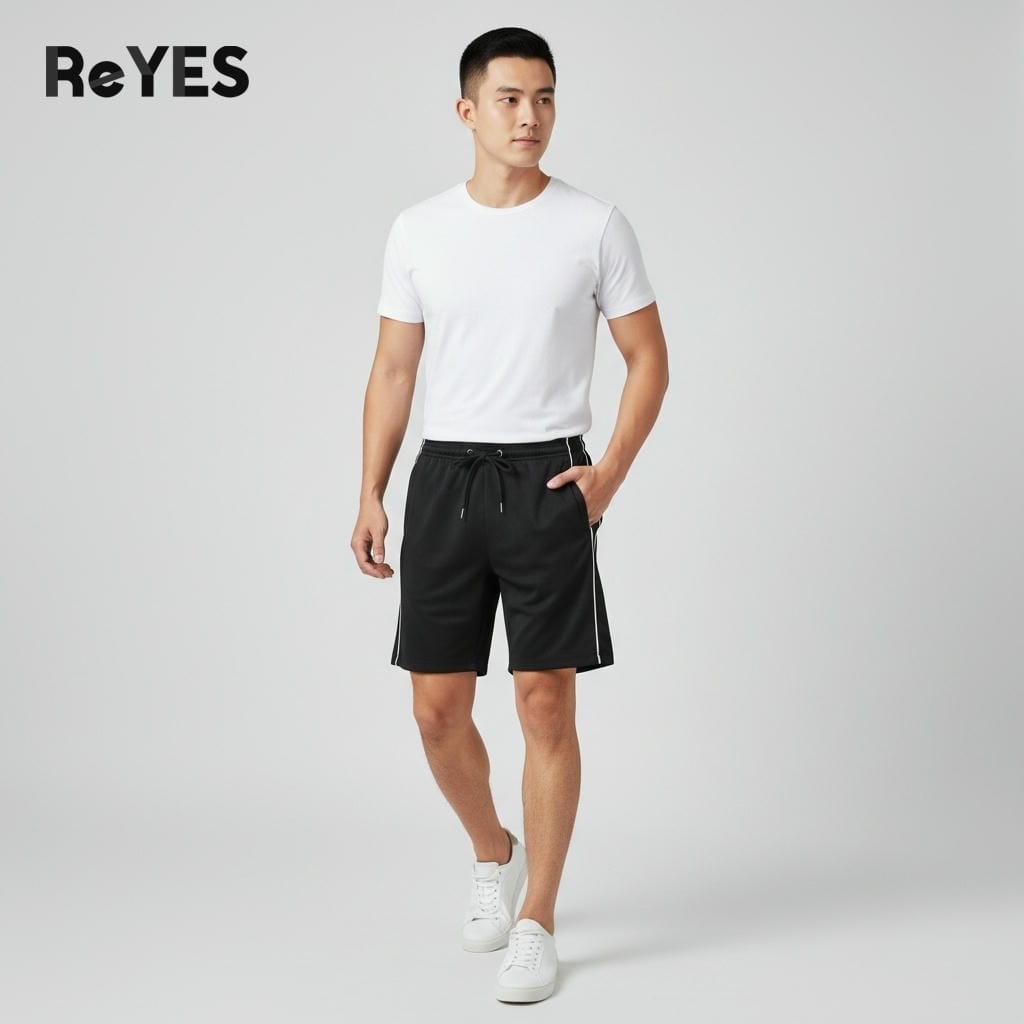 Quần short nam thun ReYES RPS010 dáng thể thao, quần đùi nam mặc nhà đi chơi, da cá co giãn 2 màu basic - Ảnh 4