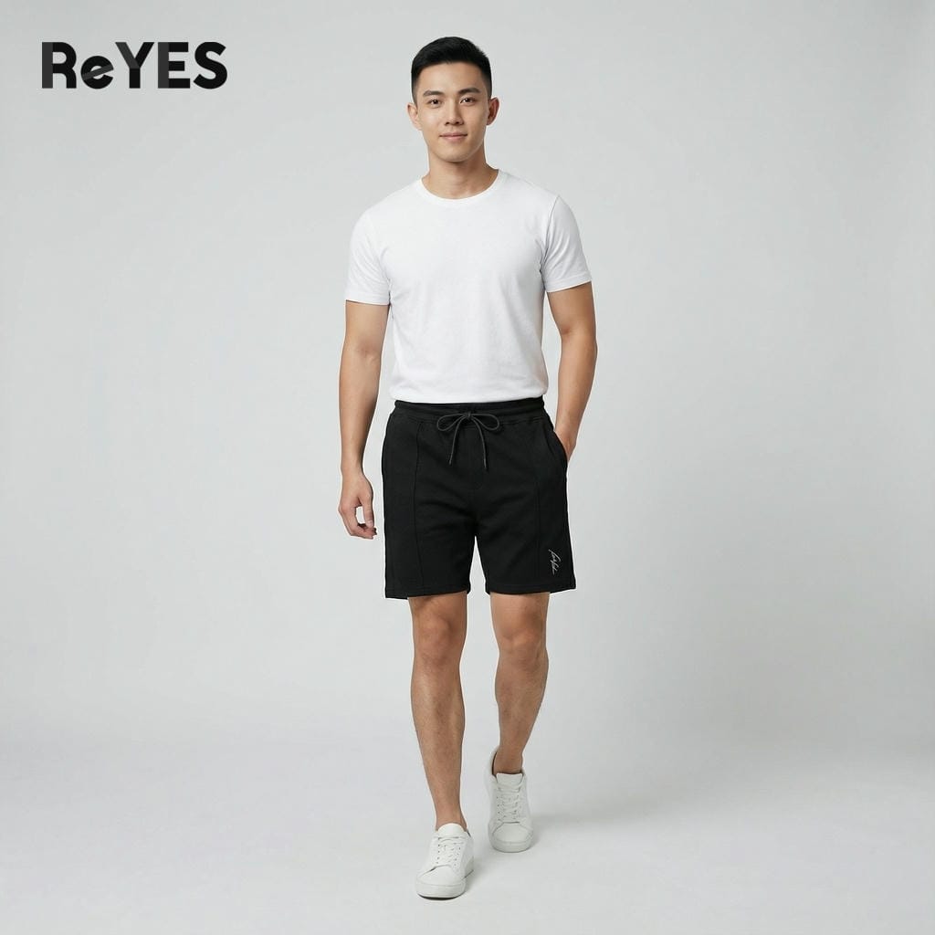 Quần short nam thun ReYES RPS012 trên gối, thun Pique co giãn, quần đùi nam đi chơi ở nhà tiện dụng - Ảnh 3