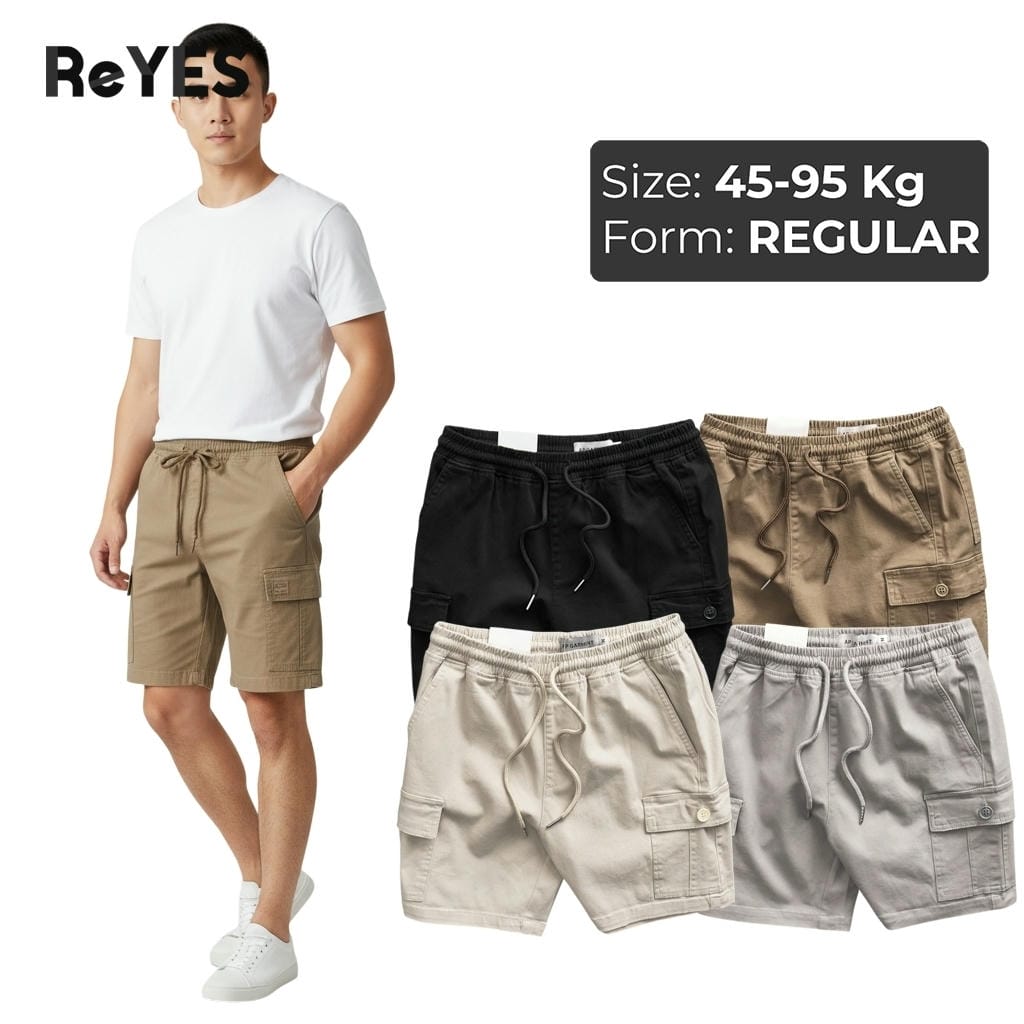 Quần short nam túi hộp kaki co giãn – quần đùi nam lưng thun dây rút mặc nhà, đi chơi ReYES RPS009