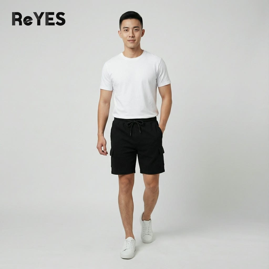 Alternative view of Quần short nam túi hộp ReYES RPS014, Quần thun nam ngắn vải Pique cao cấp, form trẻ trung mặc đi chơi, dạo phố