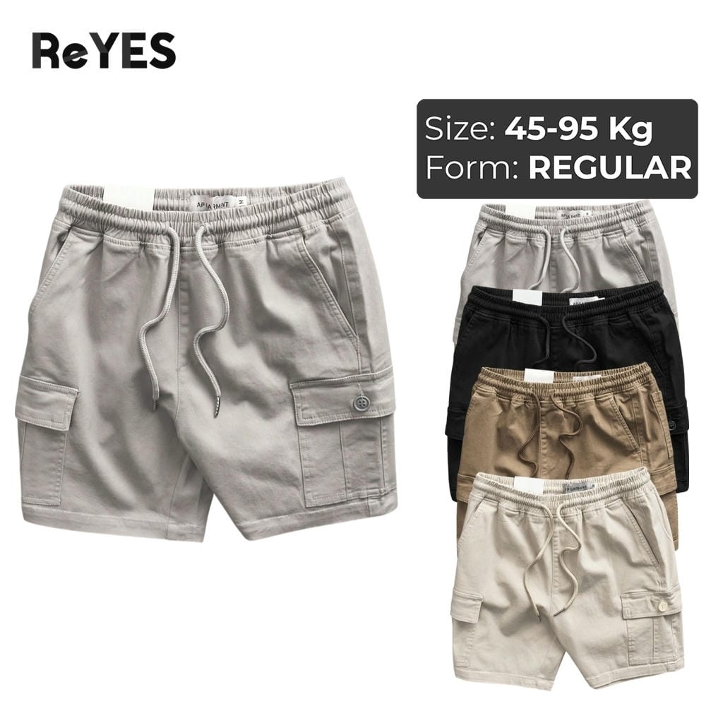 Quần thun nam ngắn dạng quần short kaki cargo, túi hộp tiện lợi, lưng thun big size tới 95kg ReYES RPS009