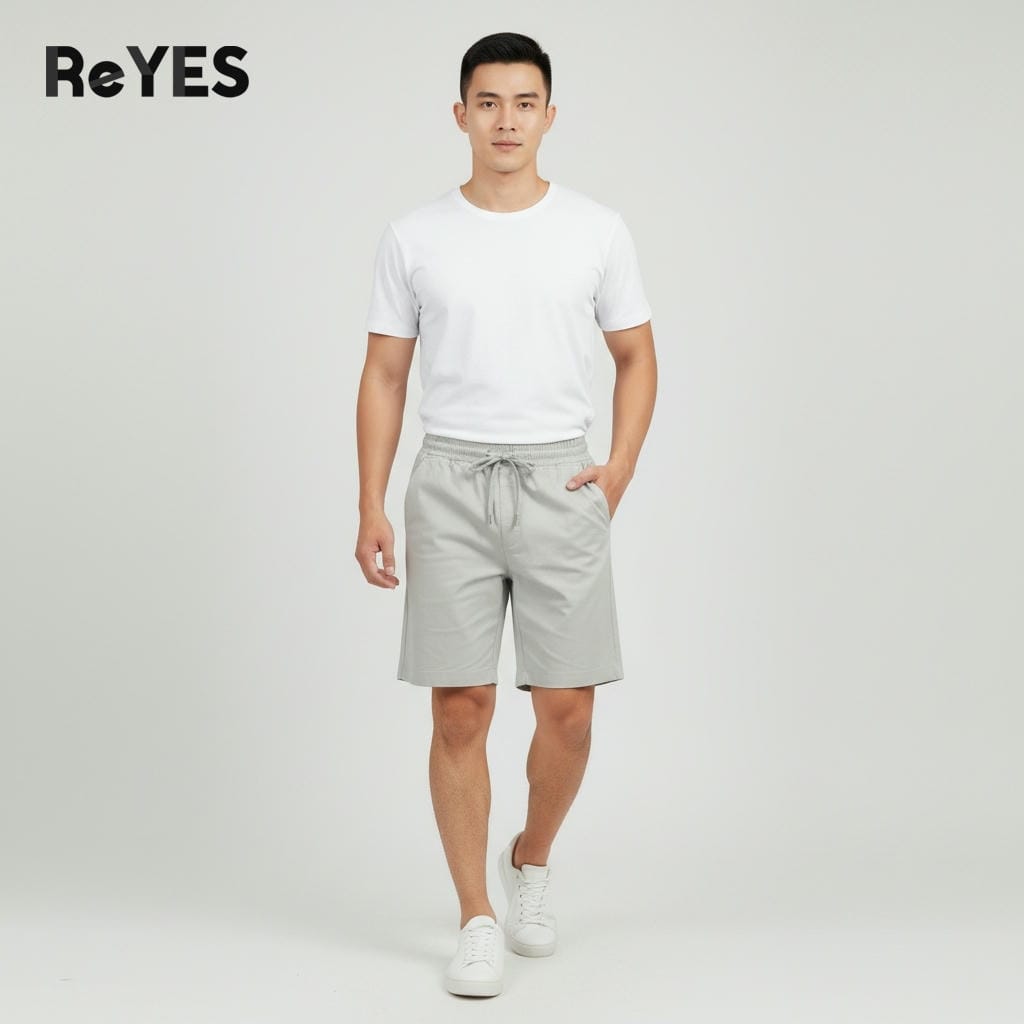 Quần thun nam ngắn lưng thun ReYES RPS001 vải kaki, dáng suông trên gối, dễ phối, tập nhẹ du lịch - Ảnh 3