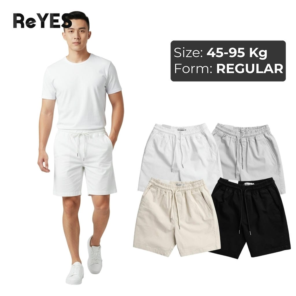 Quần thun nam ngắn ReYES RPS001 vải kaki mềm, quần short nam lưng thun big size dưới 95kg